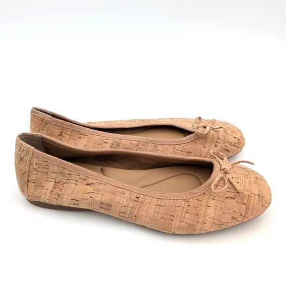 Born Brin Classic Ballet Flat Bow Top Women's Natural Cork Size US7.5M EU38 - Picture 3 of 9